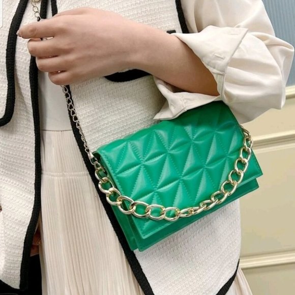 . Handbags - Green quilted purse bag